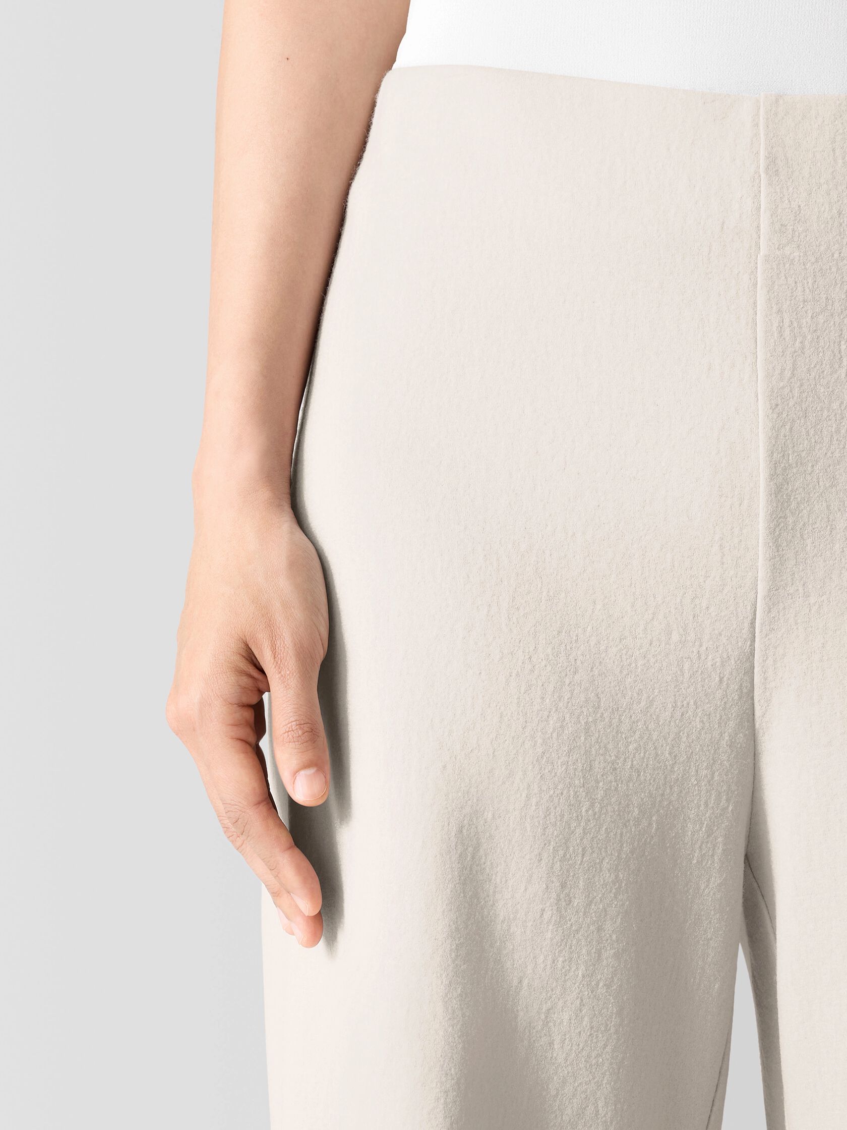 Felted Wool Jersey Wide-Leg Long Pant in Regenerative Wool