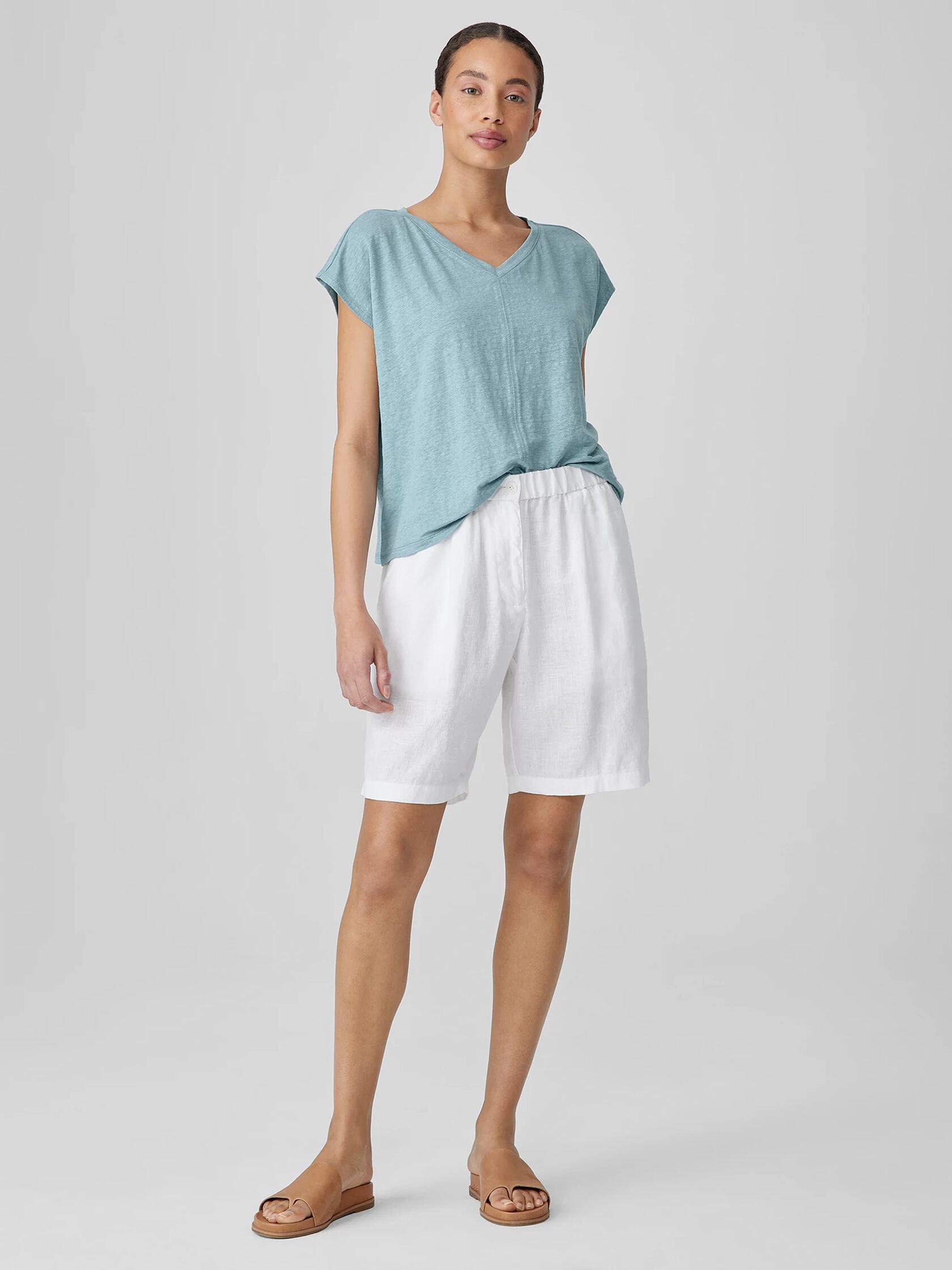 Organic Linen Jersey V-Neck Tee