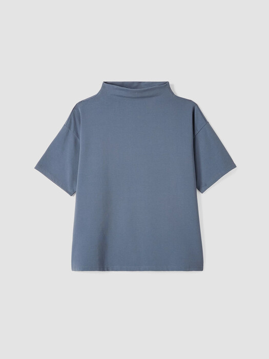 Pima Cotton Stretch Jersey Funnel Neck Top