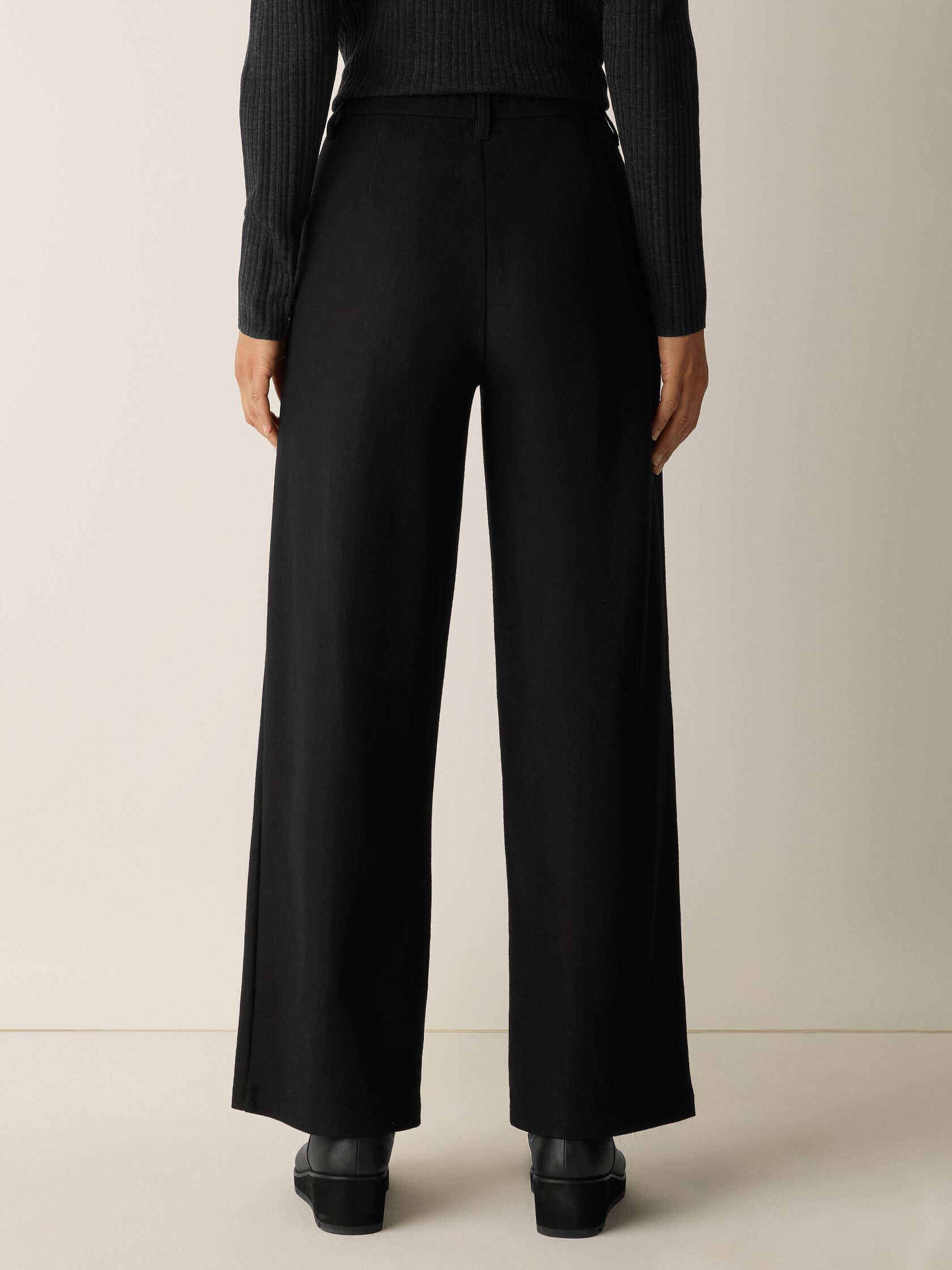 Felted Wool Jersey Wide-Leg Trouser