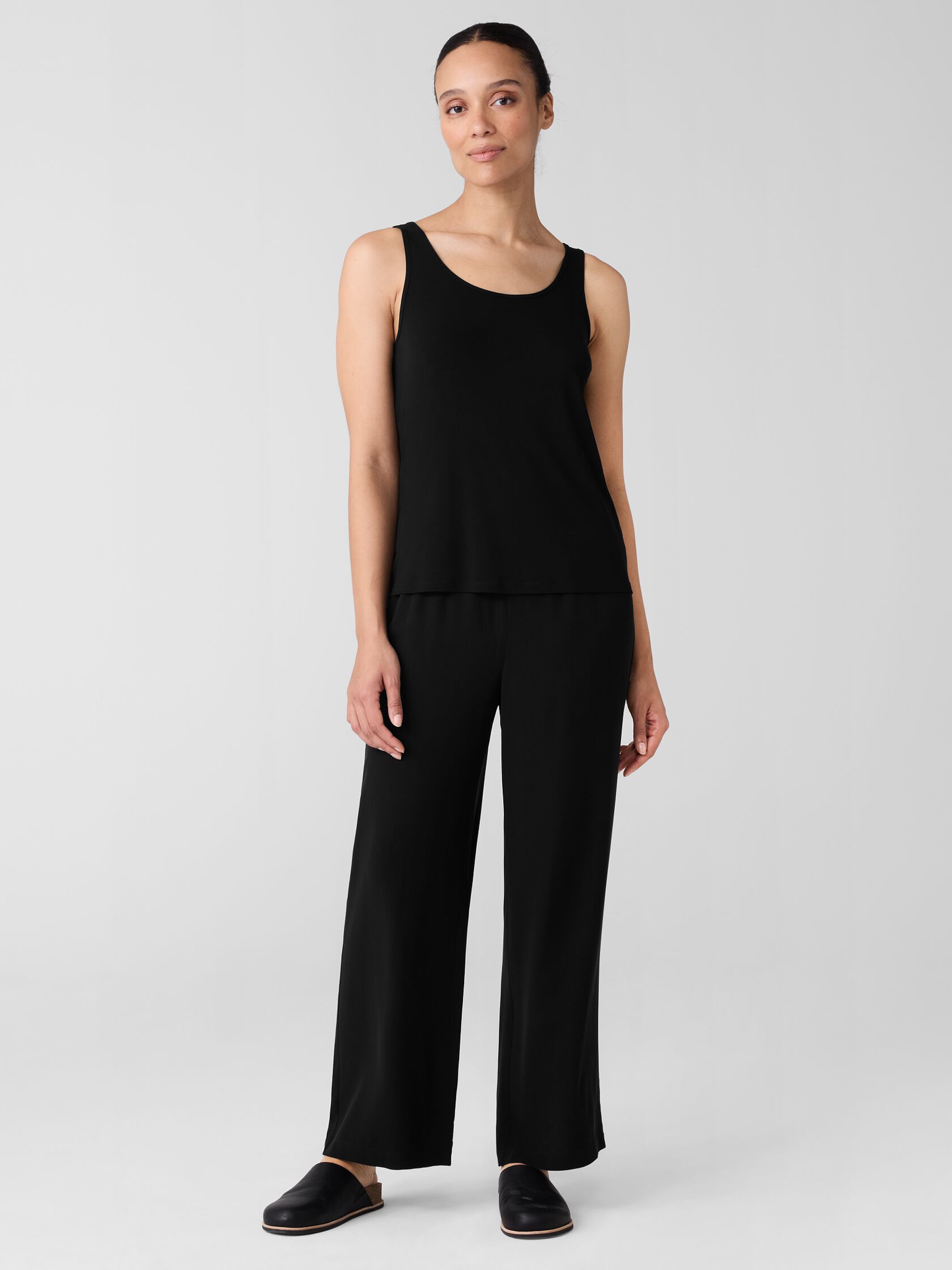 Stretch Silk Jersey Scoop Neck Tank