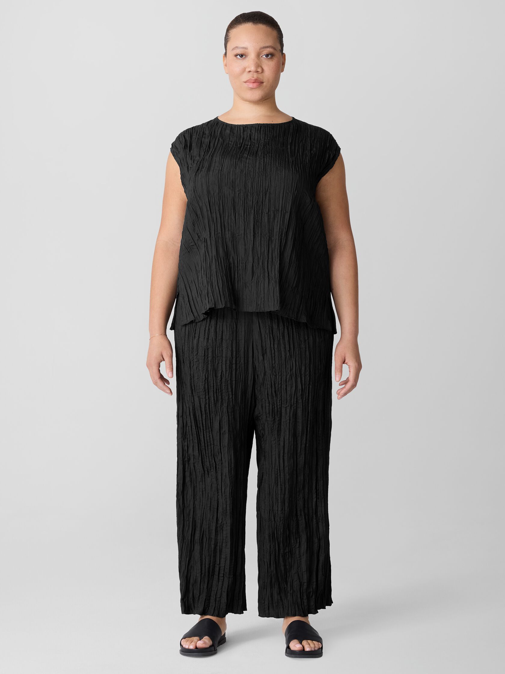 Crushed Silk Wide-Leg Pant