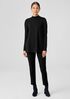 Stretch Jersey Knit Mock Neck Top