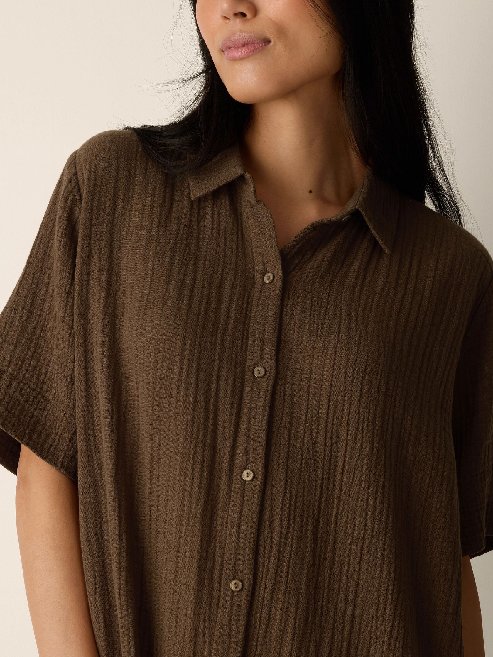 Organic Cotton Lofty Gauze Classic Collar Shirtdress