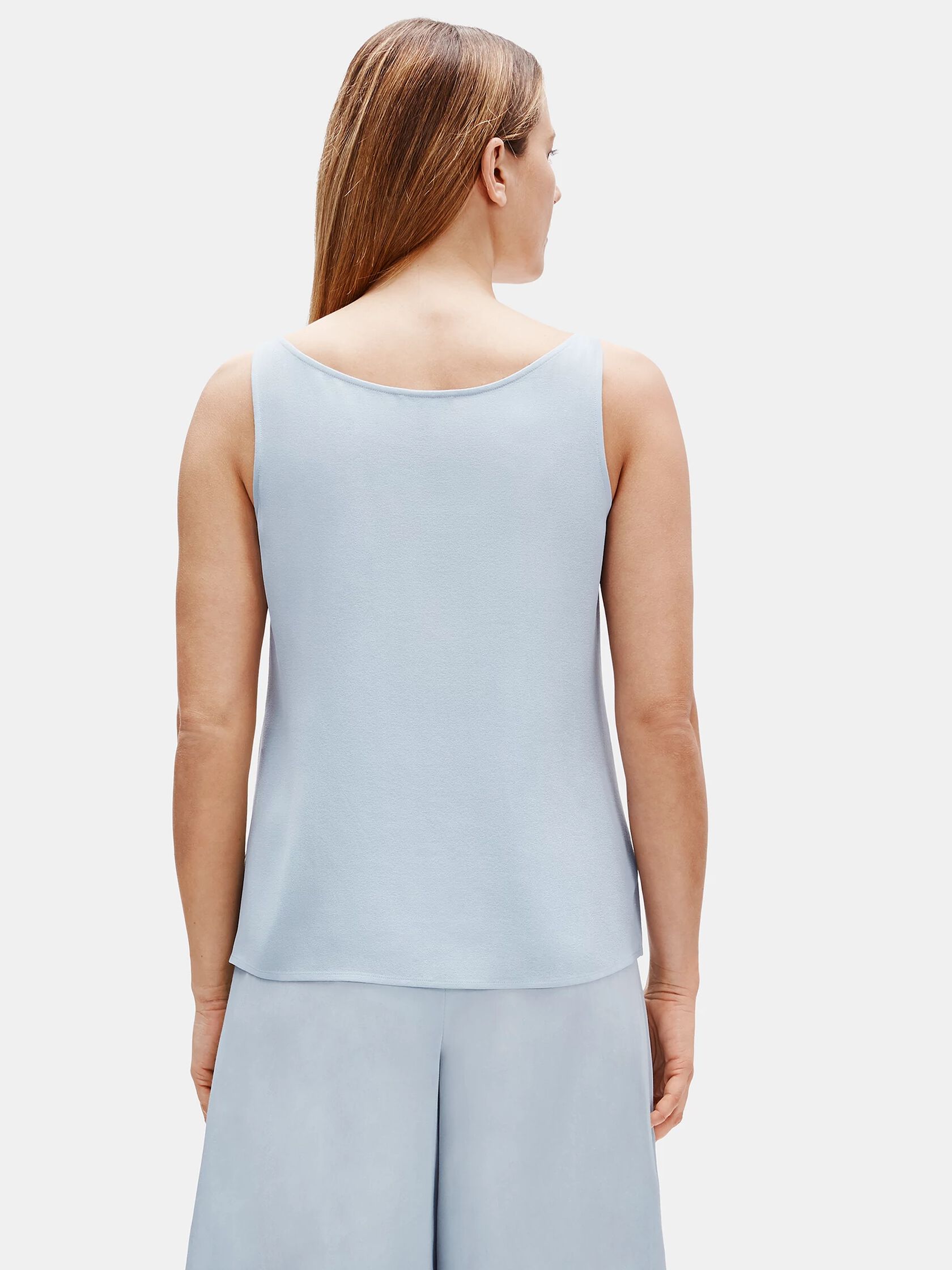 Silk Georgette Crepe Scoop Neck Tank