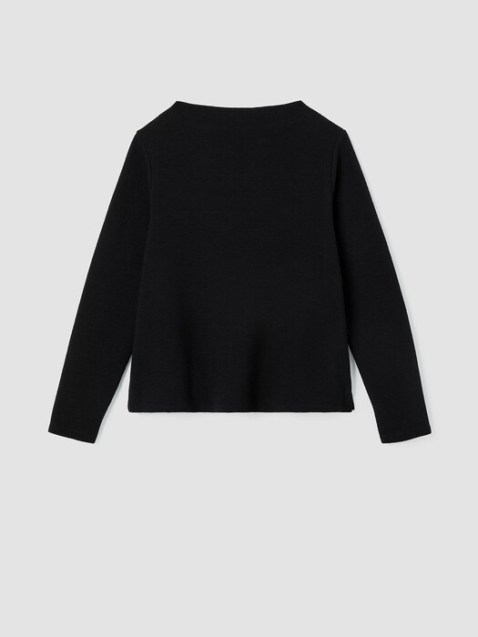 Crinkled Organic Cotton Funnel Neck Top