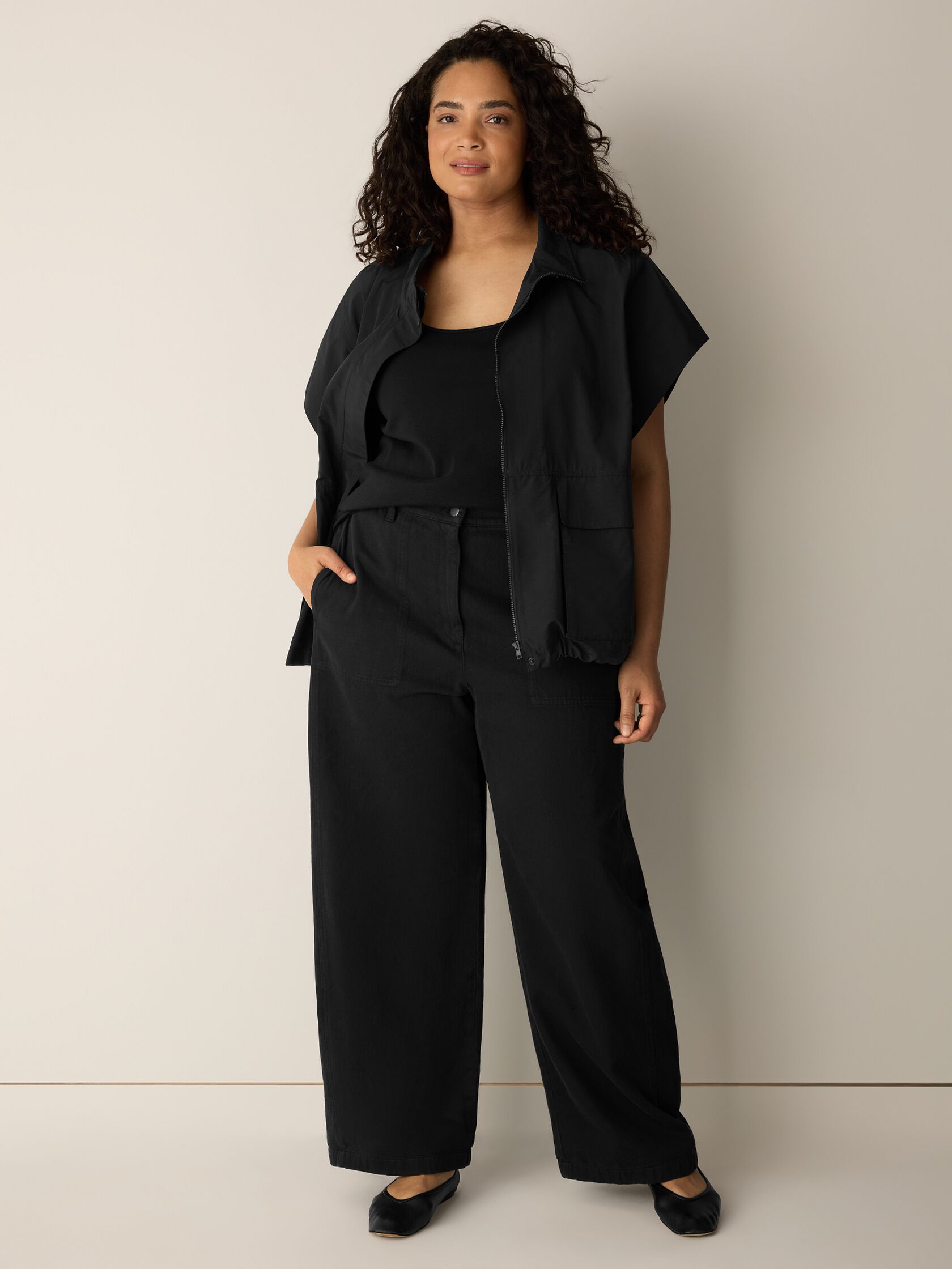 Garment-Dyed Utility Cotton Wide-Leg Pant