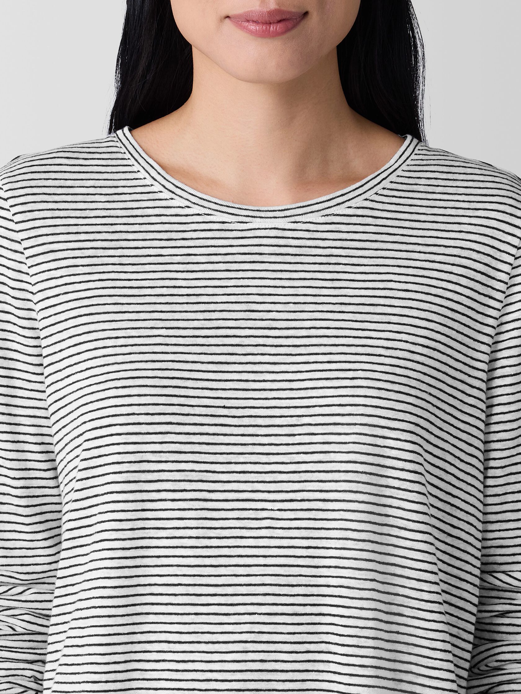 Striped Organic Linen Jersey Long-Sleeve Tee