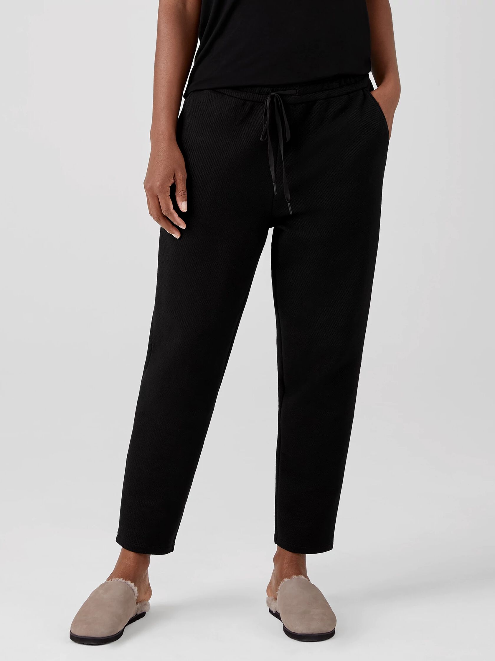 Organic Cotton Knit Twill Slouchy Ankle Pant