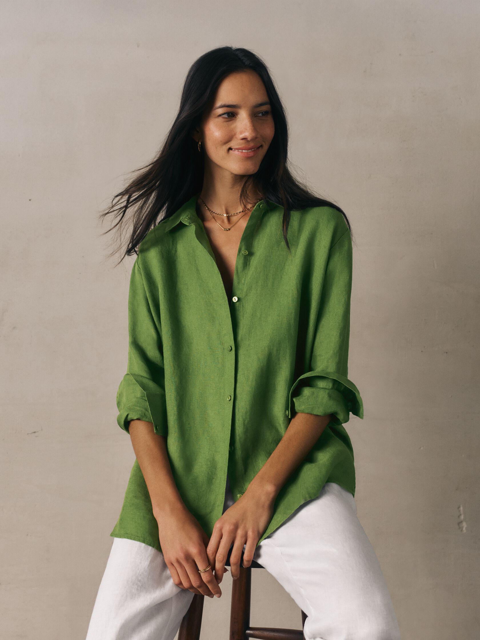 Organic Handkerchief Linen Classic Collar Shirt