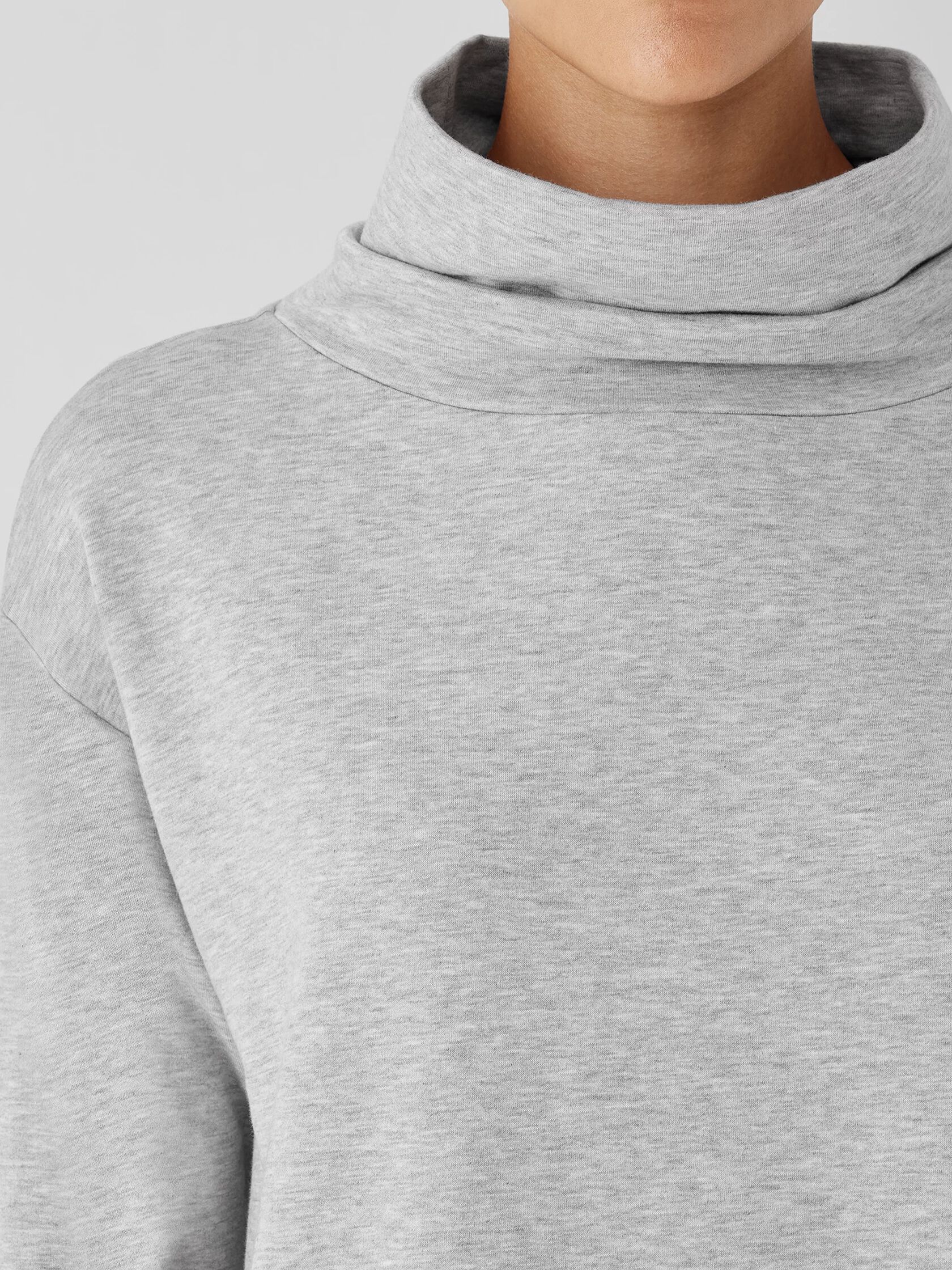 Cozy Brushed Terry Hug Funnel Neck Long Top