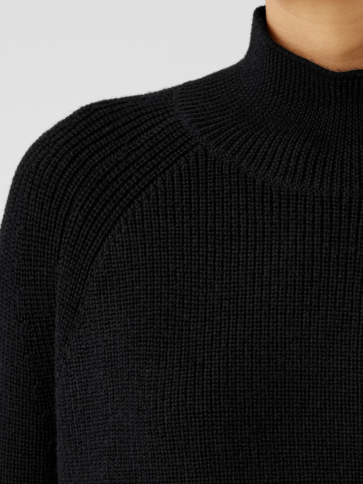 Merino Cropped Turtleneck Top in Regenerative Wool