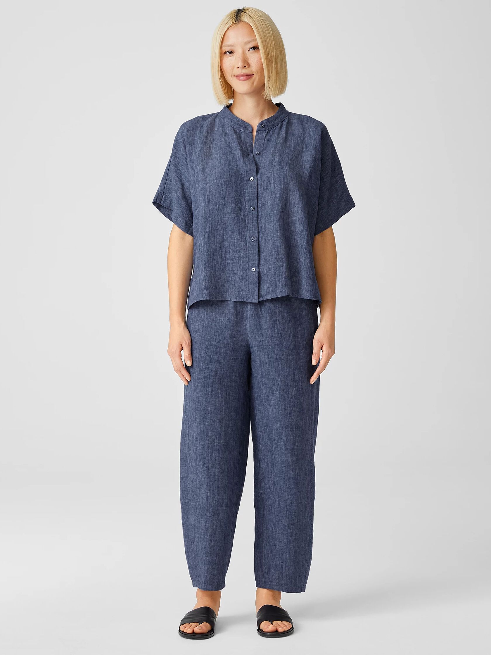Washed Organic Linen Delave Lantern Pant
