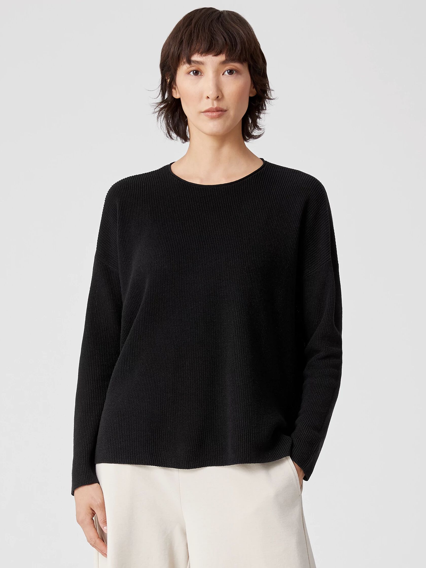 Organic Linen Cotton Crew Neck Box-Top