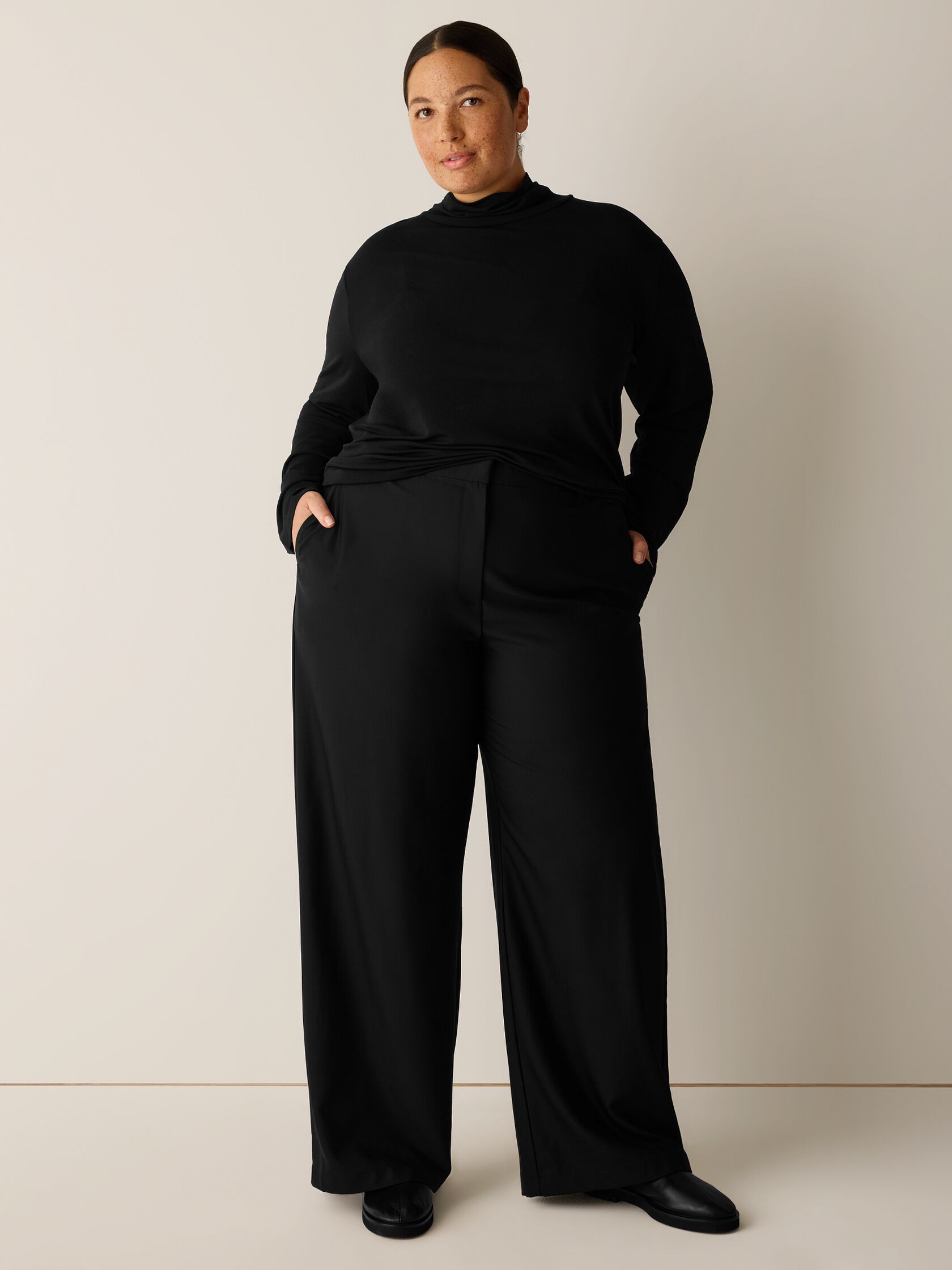 Stretch Silk Jersey Turtleneck Top