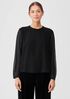 Silk Georgette Crepe Top with Sheer Sleeves