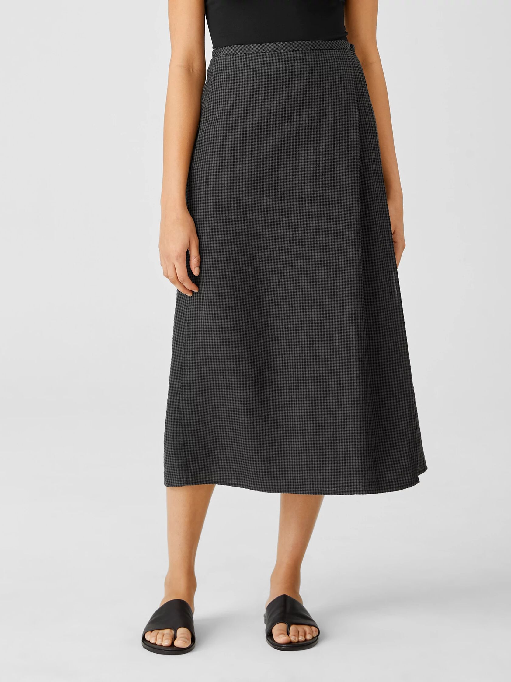 Puckered Organic Linen Wrap Skirt