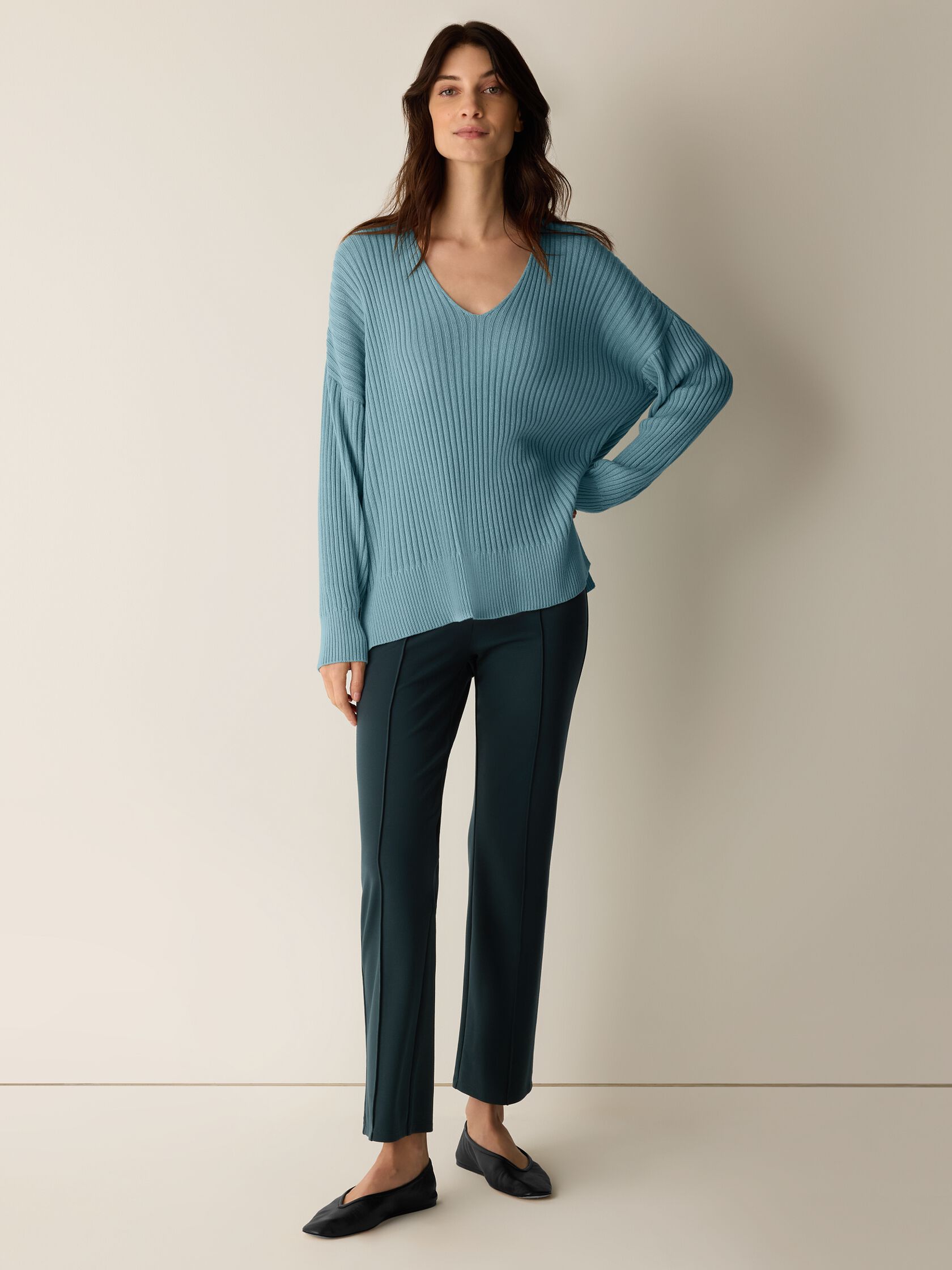 Peruvian Cotton Blend V-Neck Top