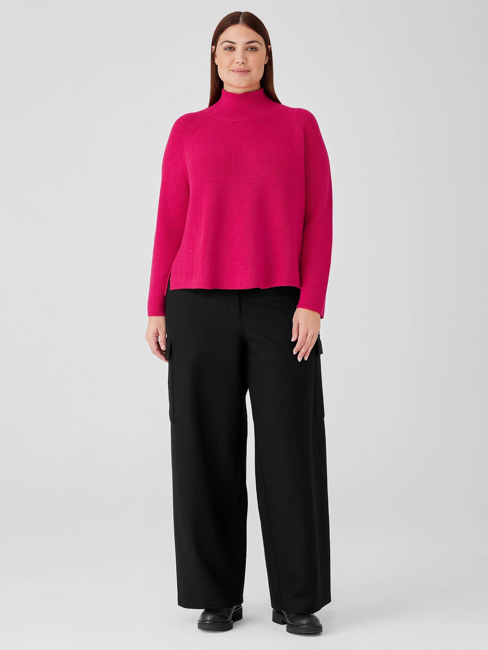 Merino Cropped Turtleneck Top in Regenerative Wool