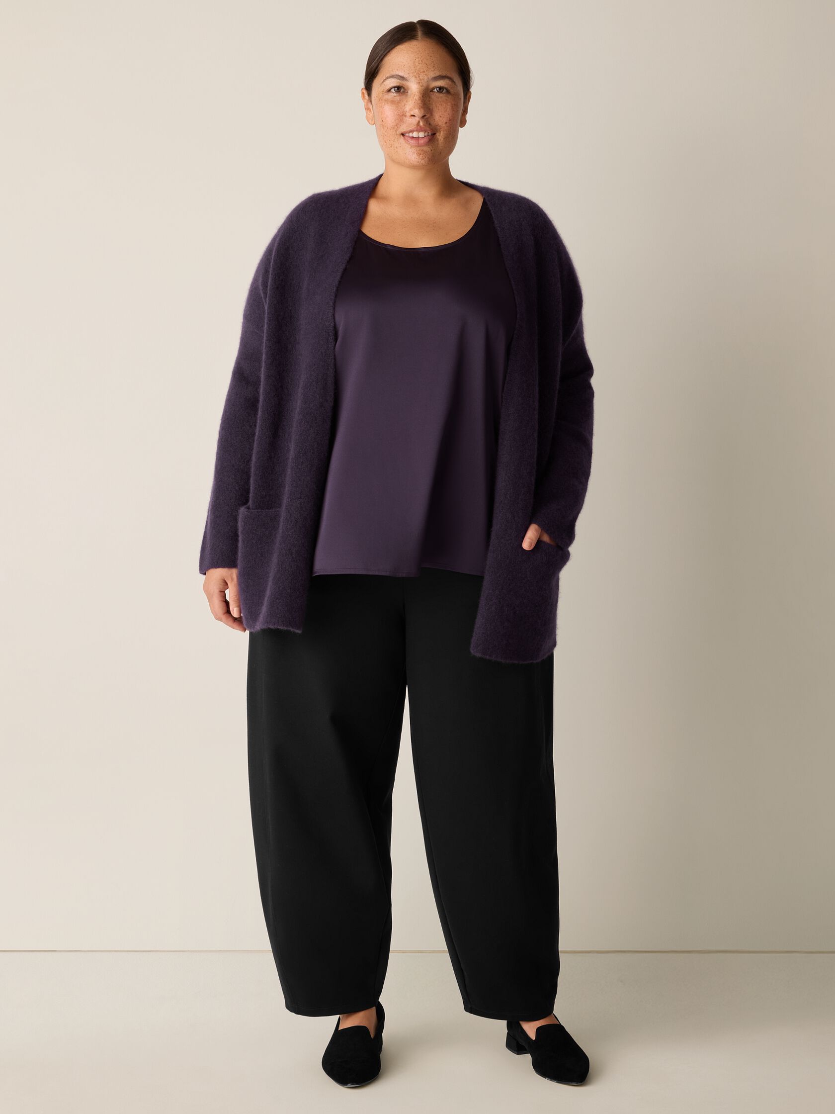 Stretch Silk Charmeuse Scoop Neck Tank