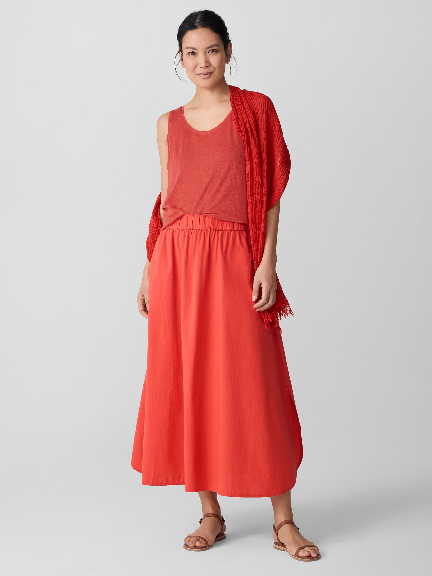 Washed Organic Cotton Poplin A-Line Skirt
