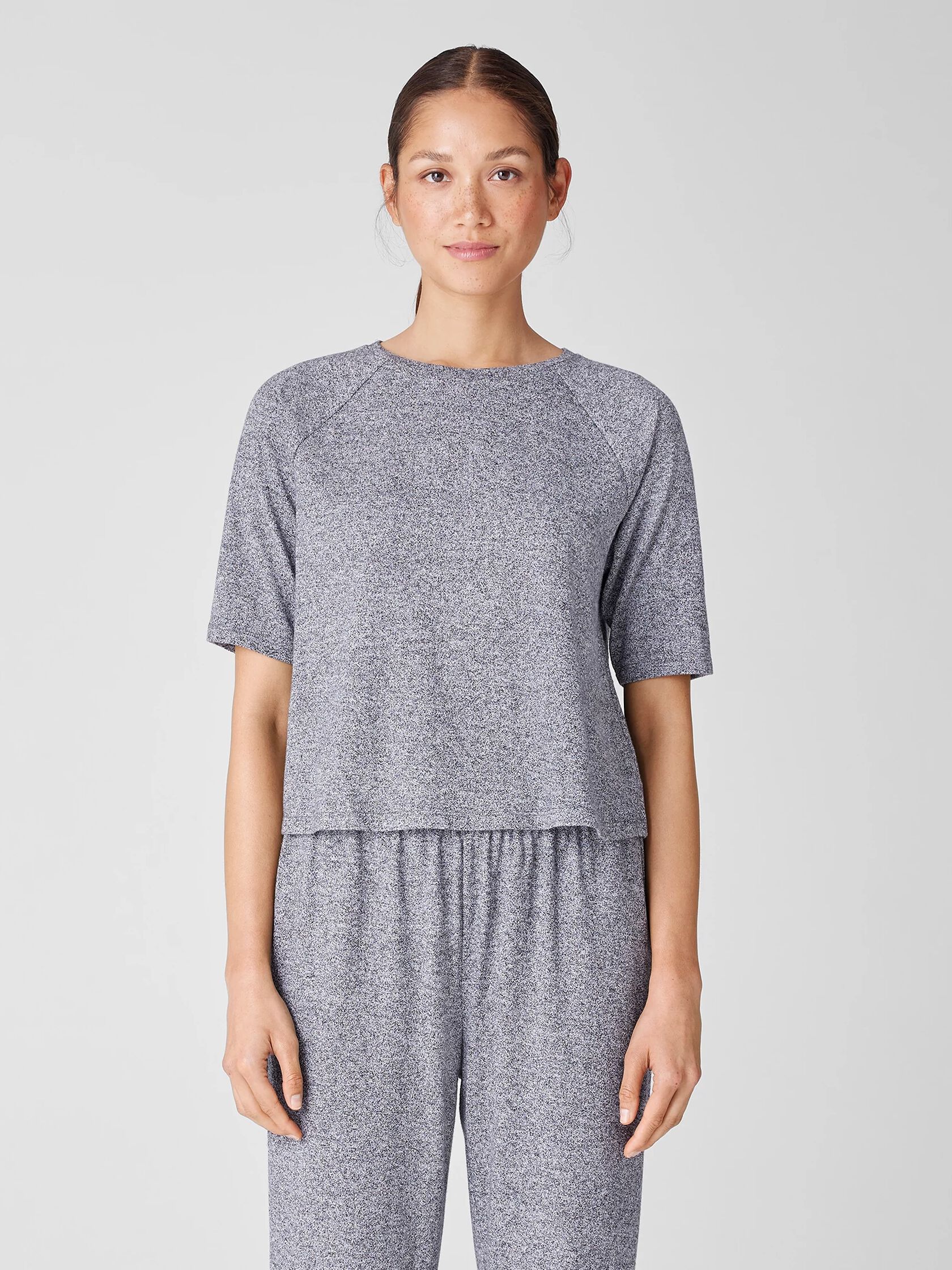 Cotton Hemp Melange Crew Neck Top