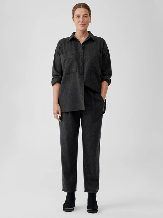 Soft Wool Flannel Pleated Tapered Pant