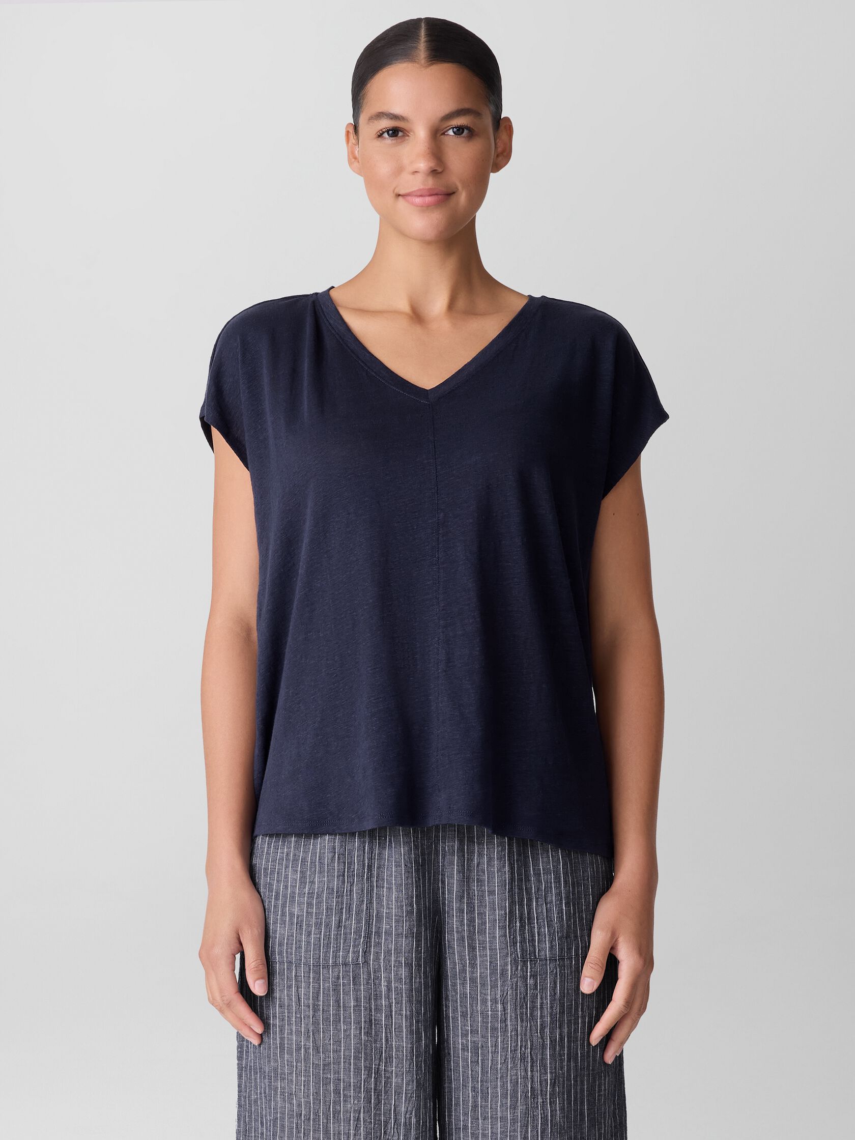 Organic Linen Jersey V-Neck Tee
