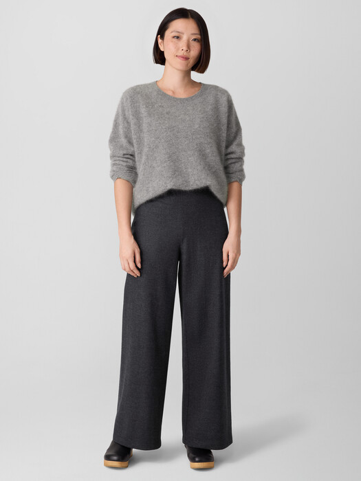 Mélange Boiled Wool Jersey Wide-Leg Pant in Regenerative Wool