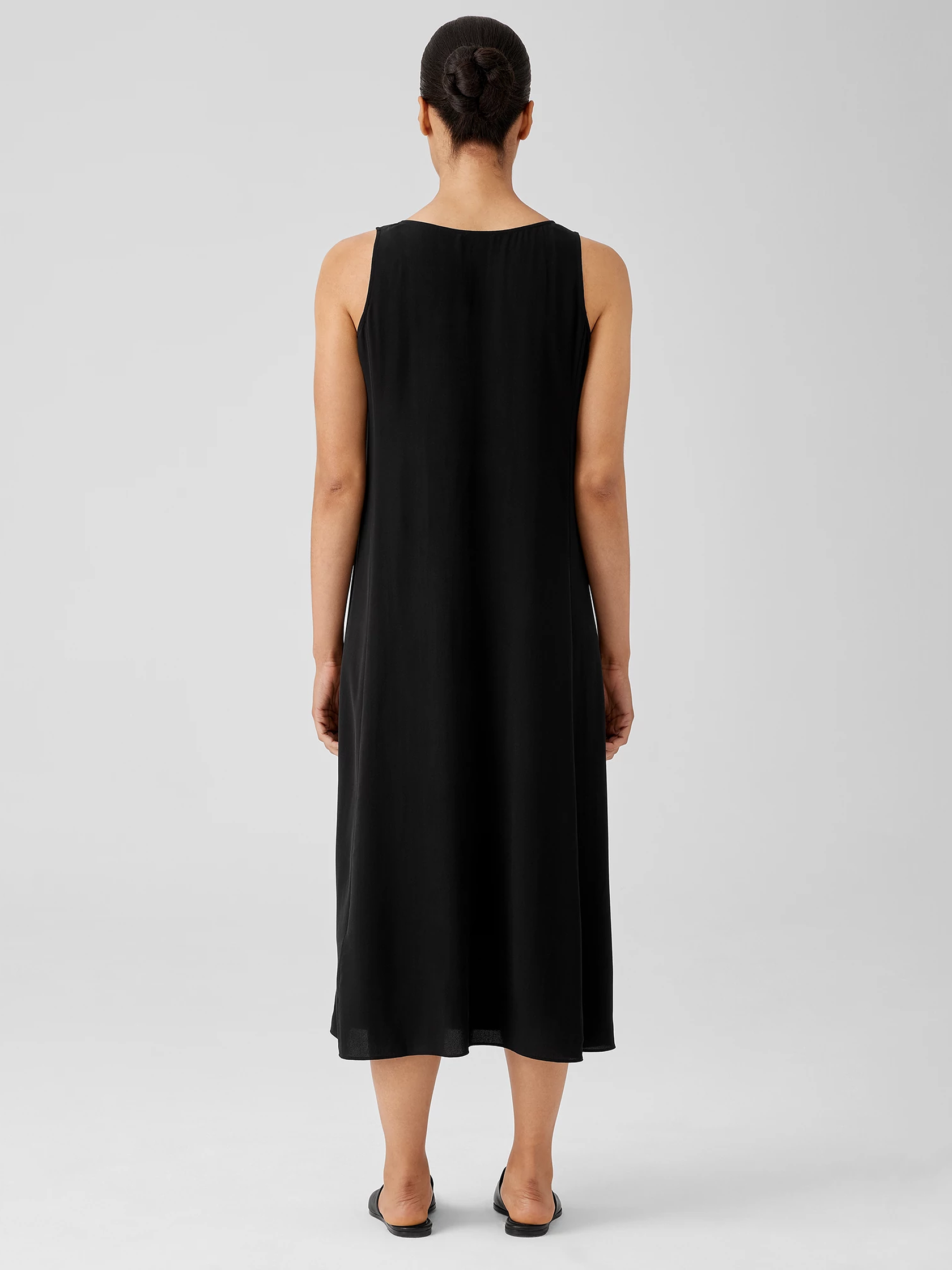 Silk Crepe Scoop Neck Dress EILEEN FISHER