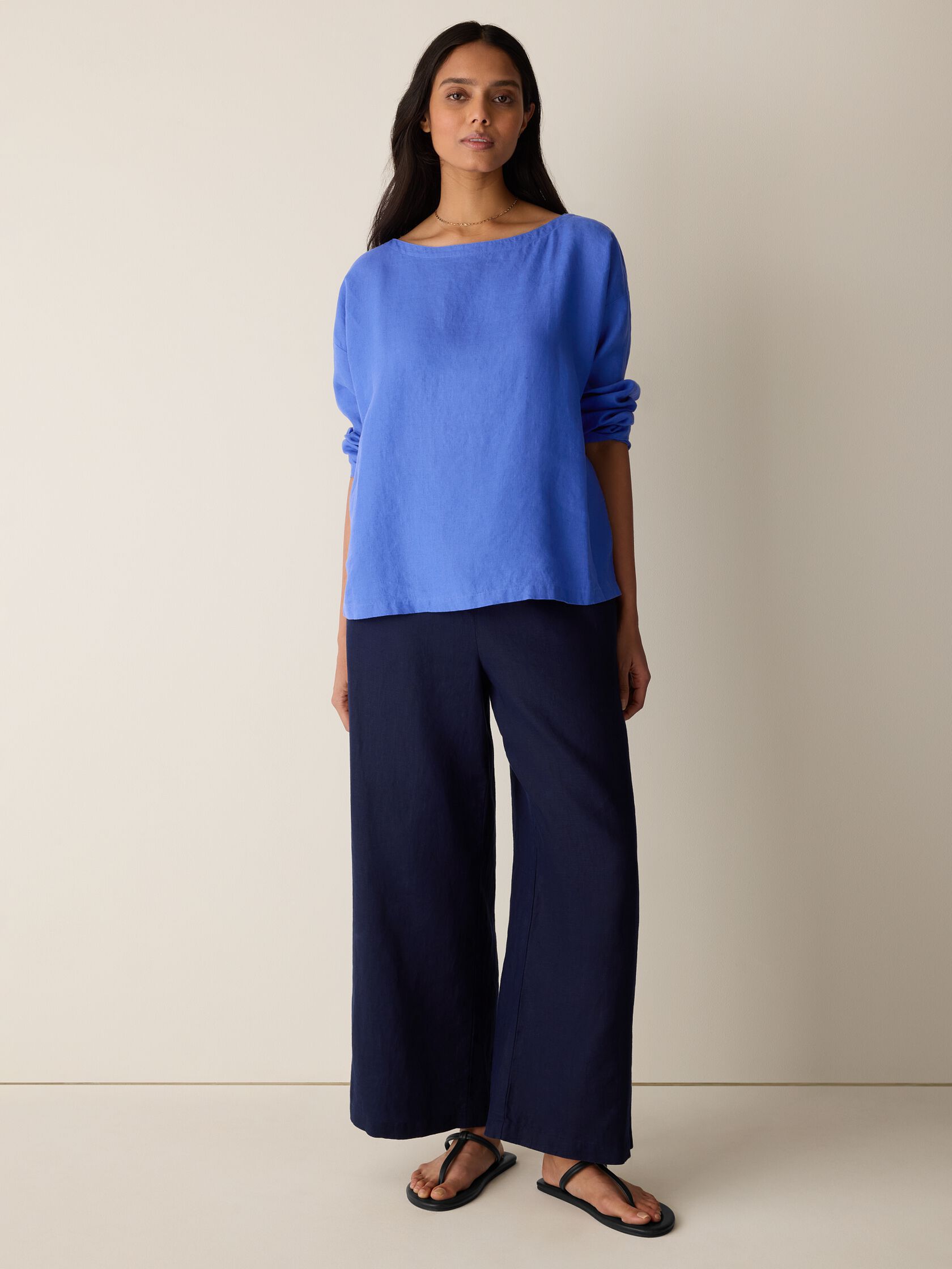 Organic Handkerchief Linen Bateau Neck Box-Top