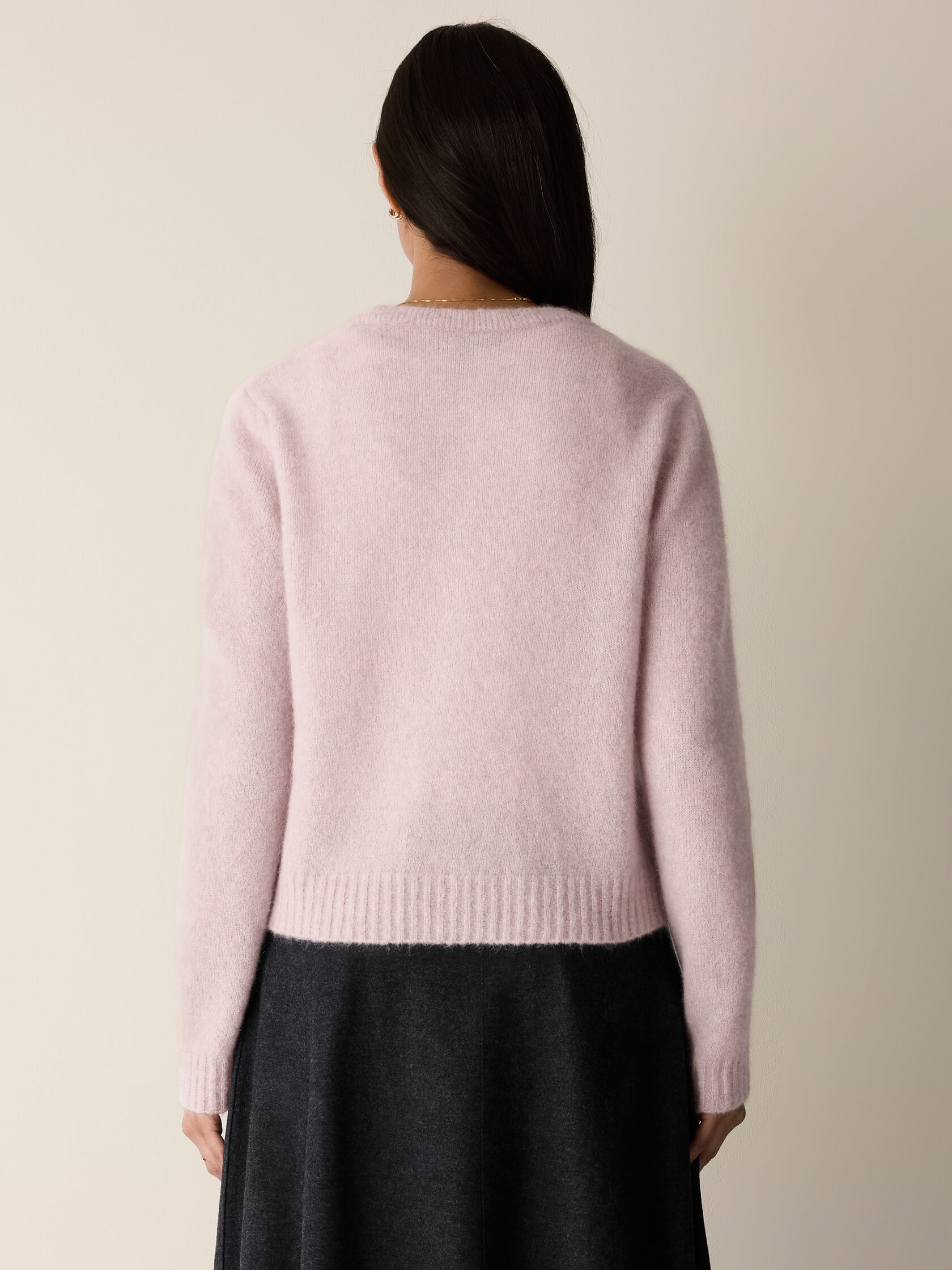 Mohair Plush M&eacute;lange Crew Neck Cardigan