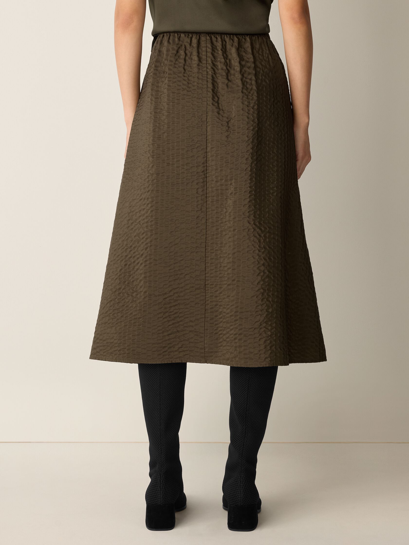Quilted Silk A-Line Skirt