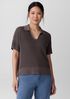 Cotton Silk Cord Split Neck Top