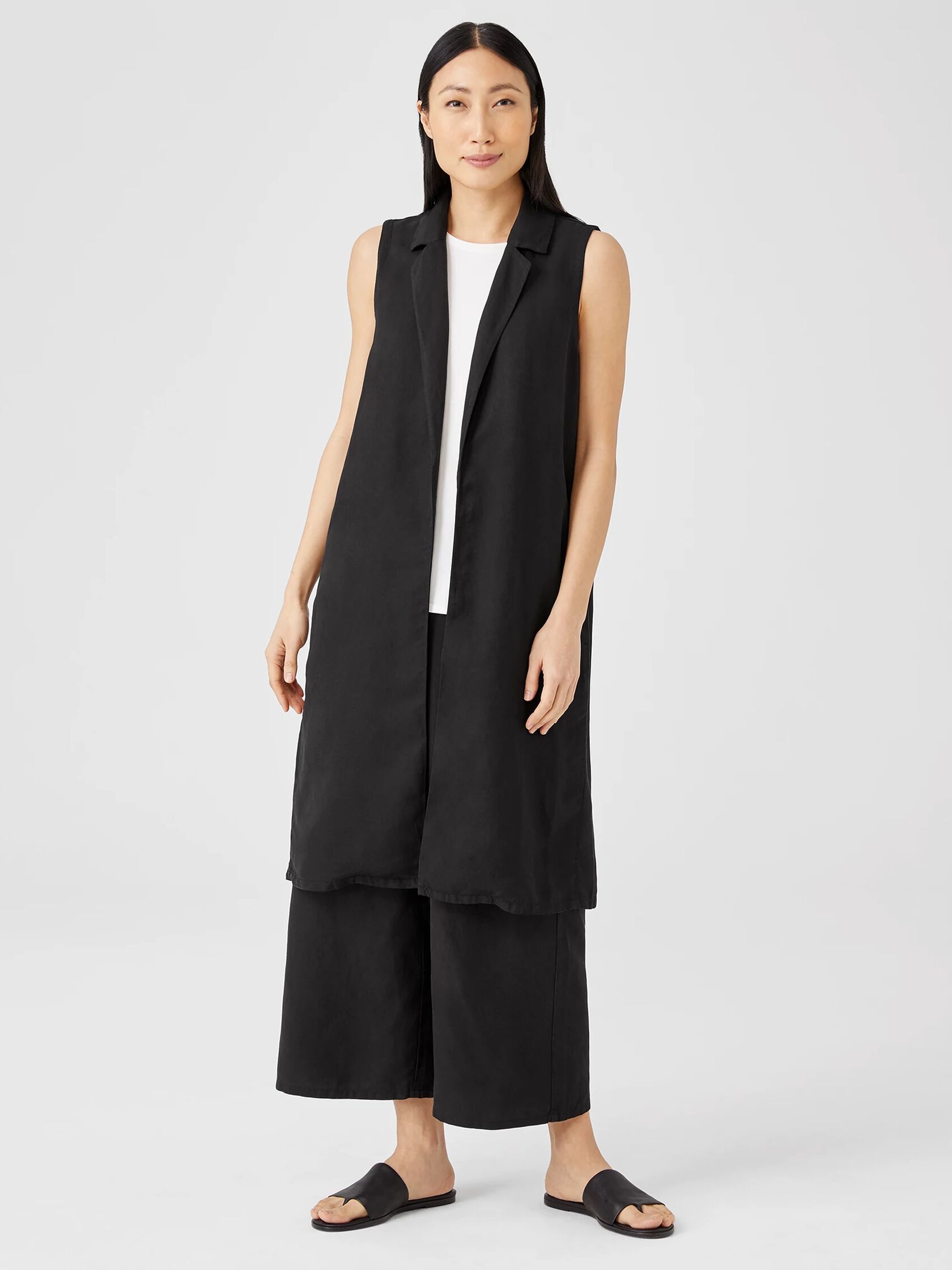 Linen Blend Long Vest