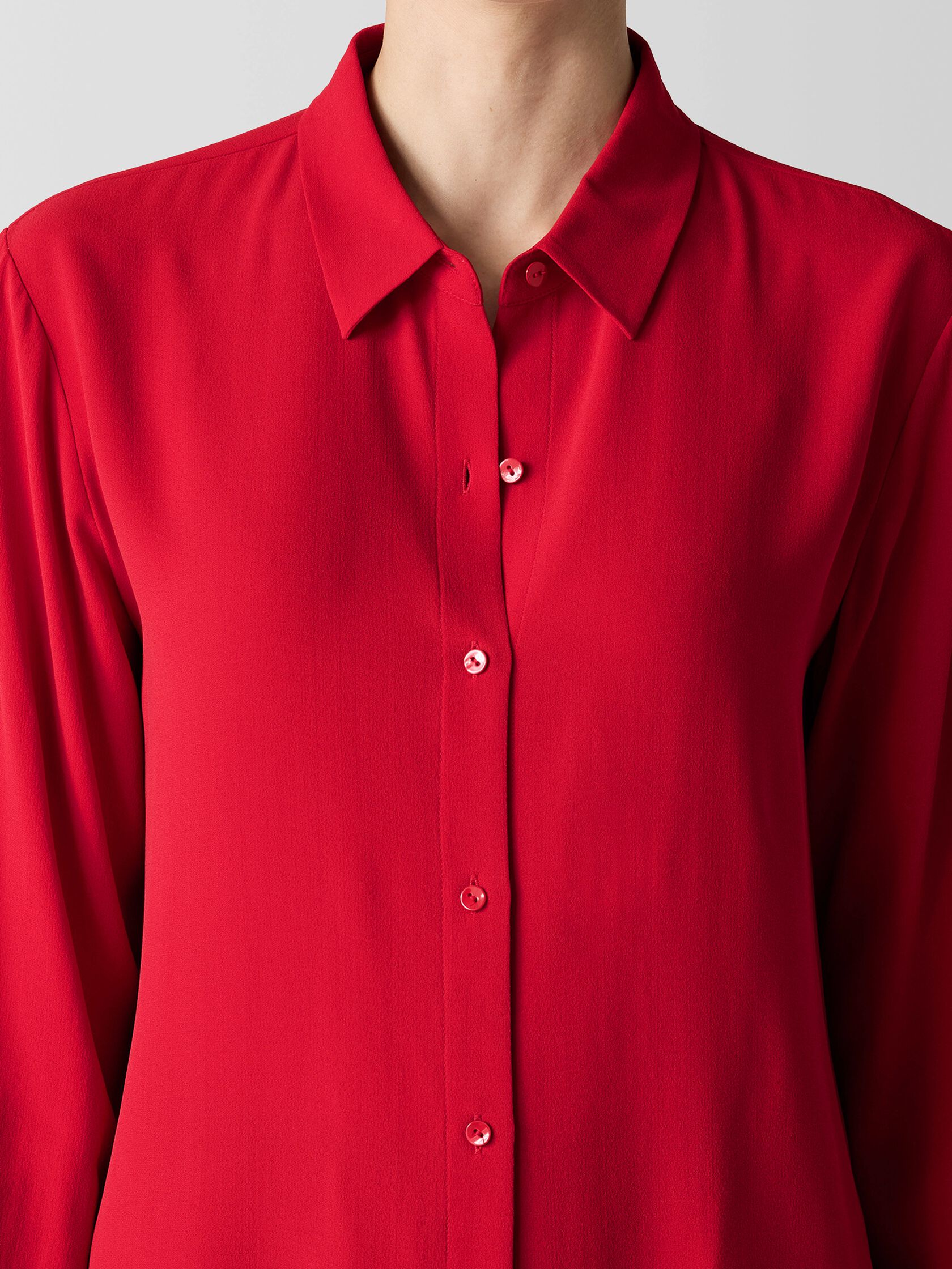 Silk Georgette Crepe Classic Collar Shirt