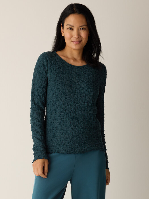 Bubble Jacquard Round Neck Top