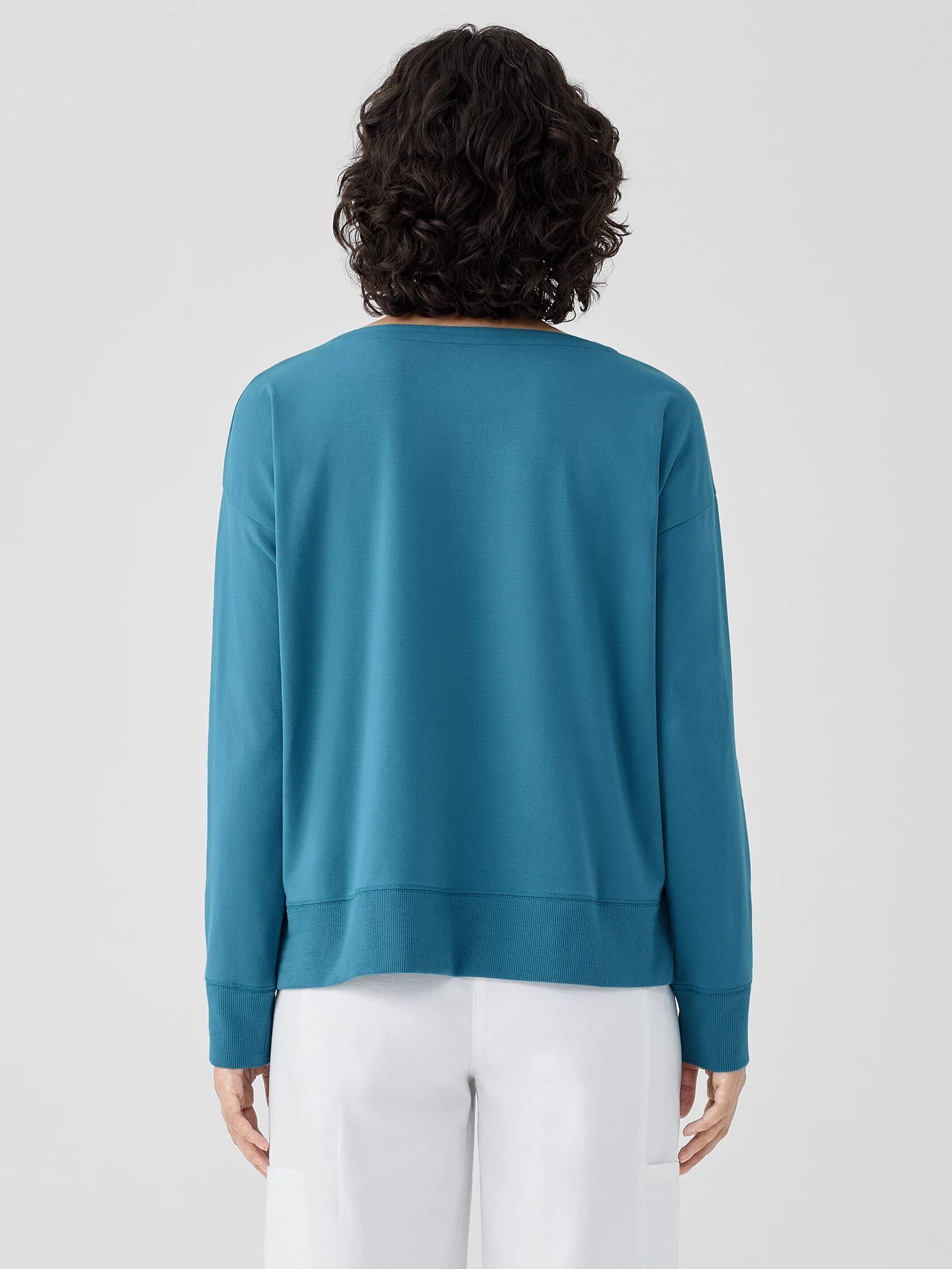 Pima Cotton Stretch Jersey Bateau Neck Top