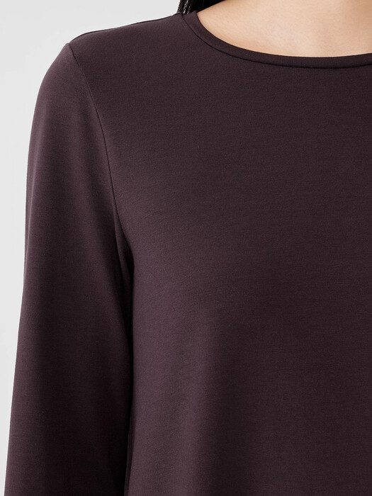 Stretch Jersey Knit Crew Neck Top