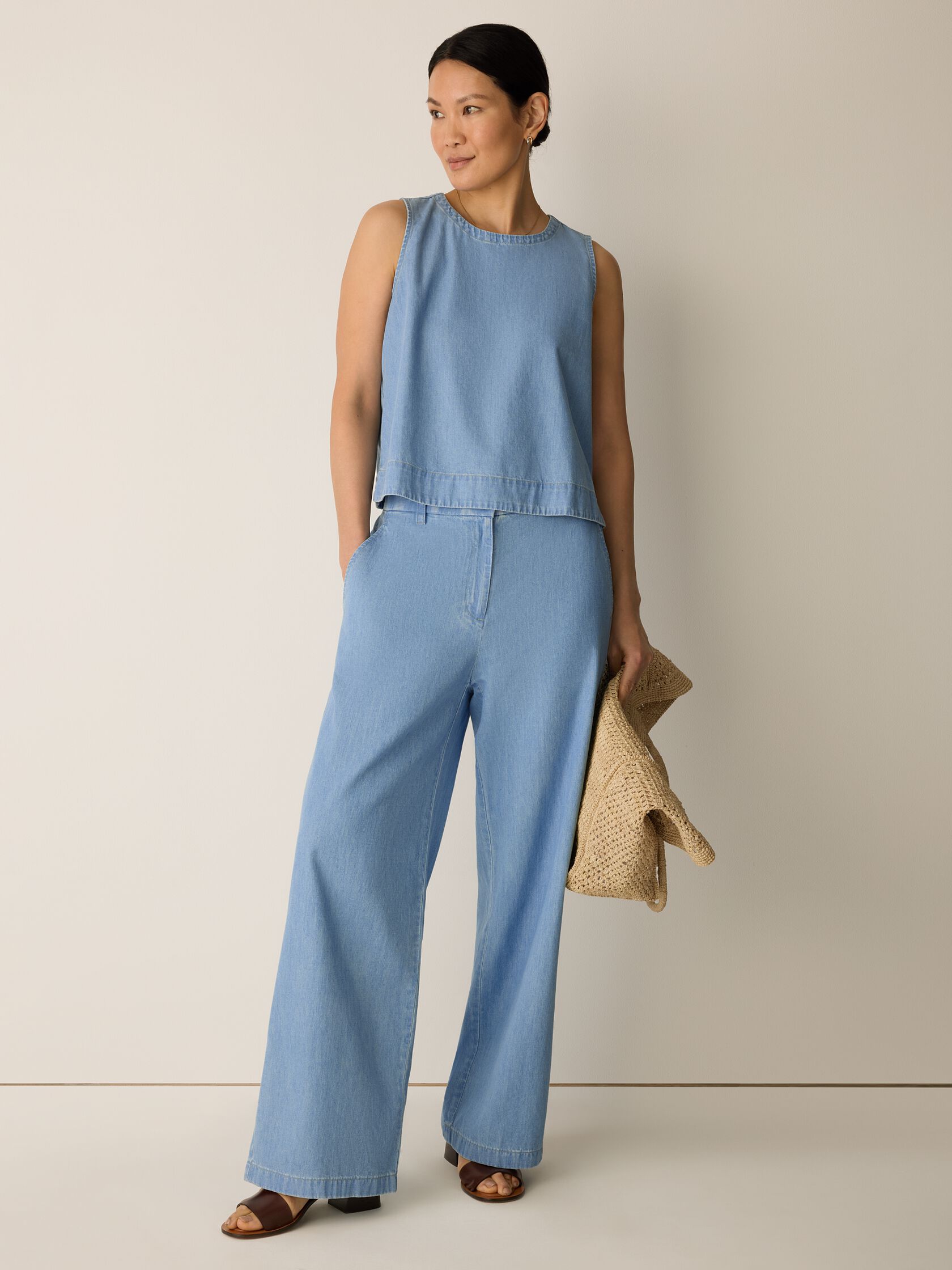 Lightweight Organic Cotton Denim Full-Length Trouser