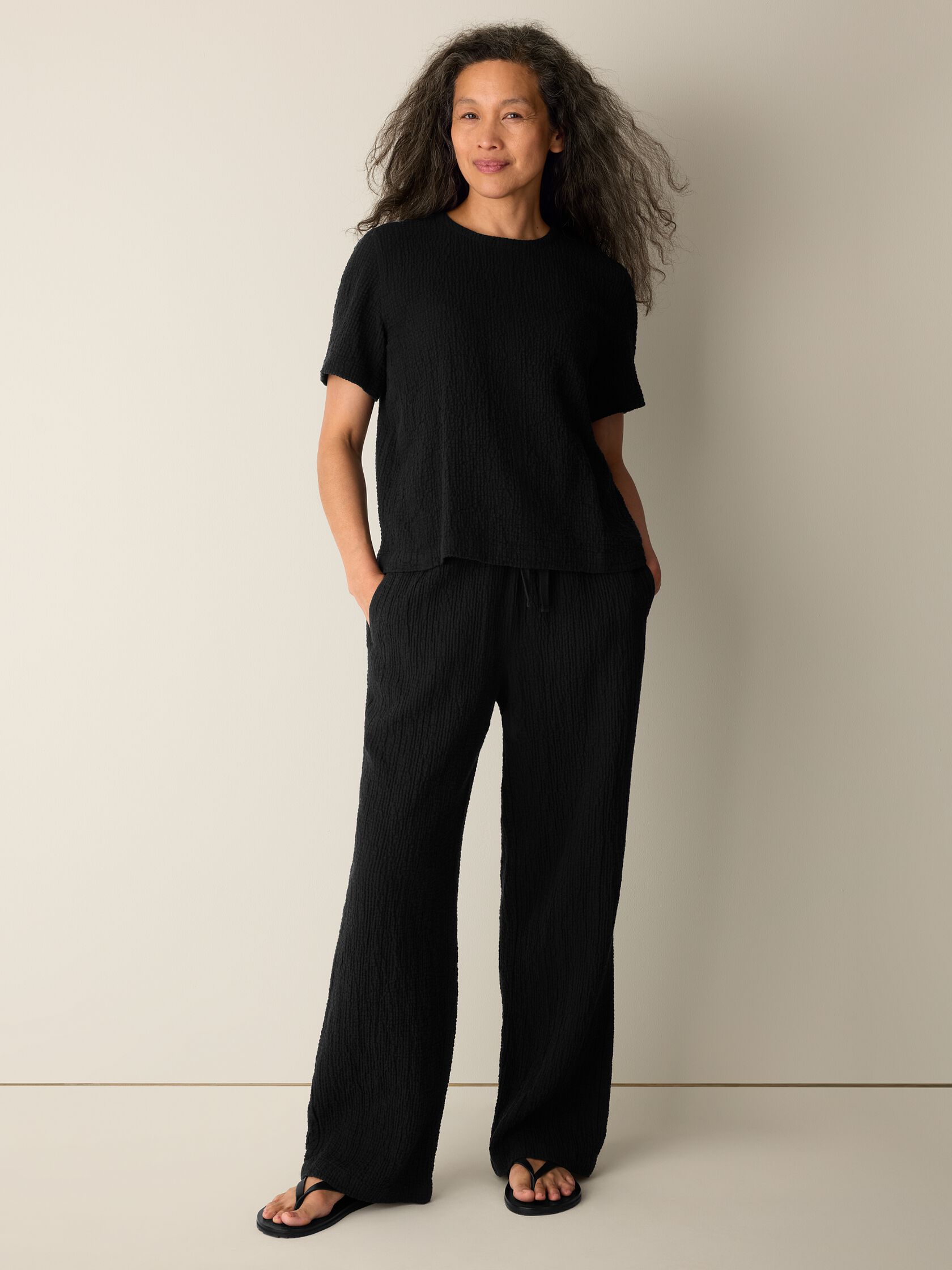 Organic Cotton Doubleweave Round Neck Top