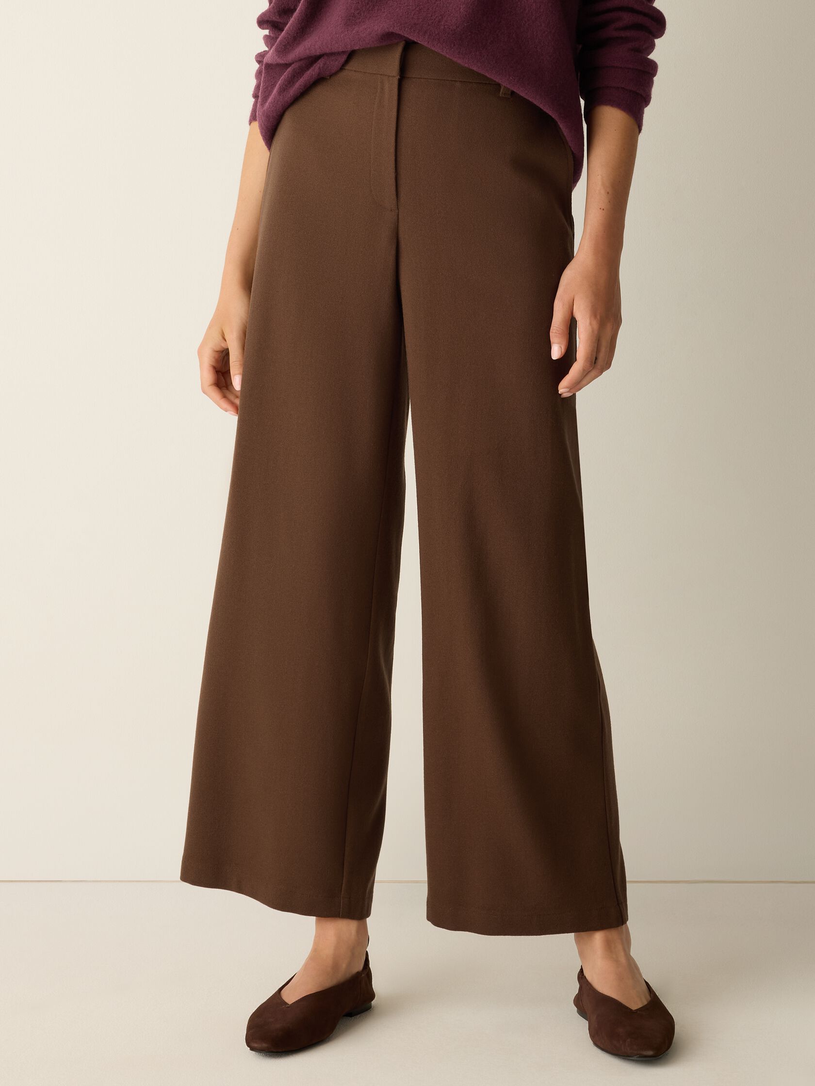 Stretch Wool Crepe Wide-Leg Trouser
