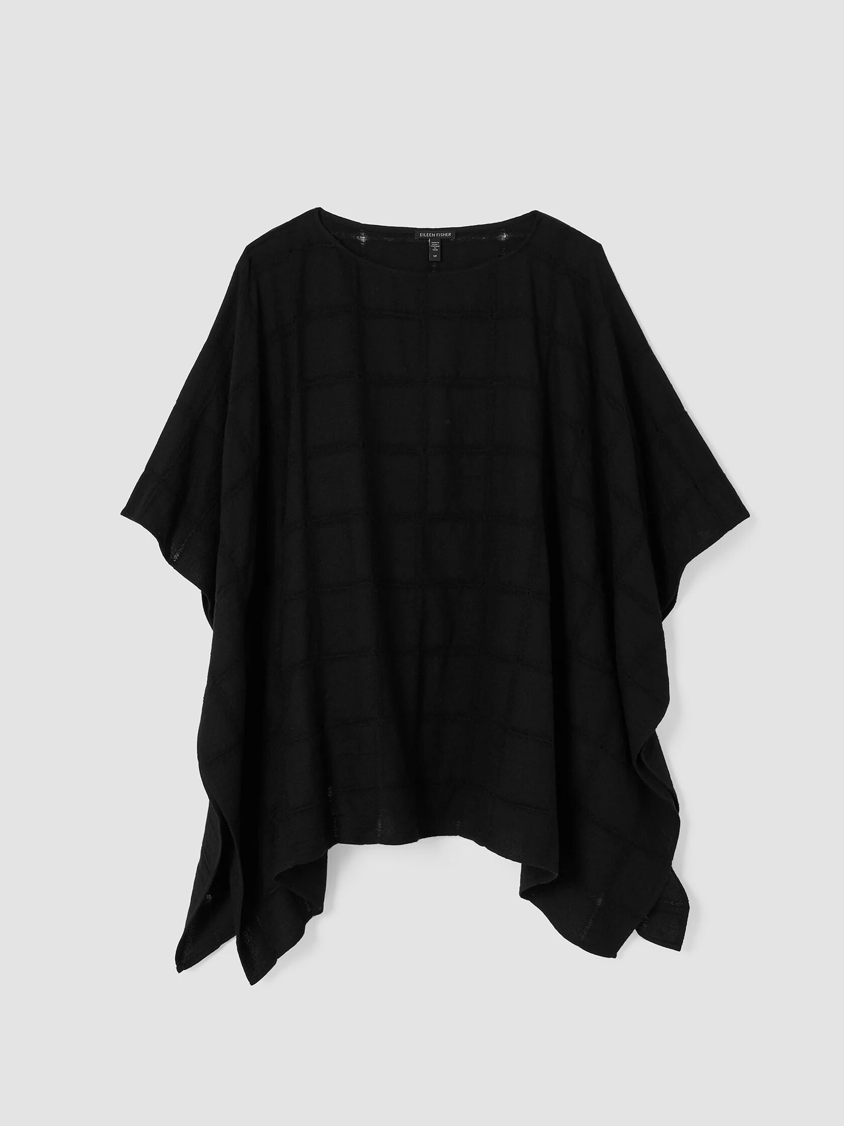 Wool Gauze Grid Poncho