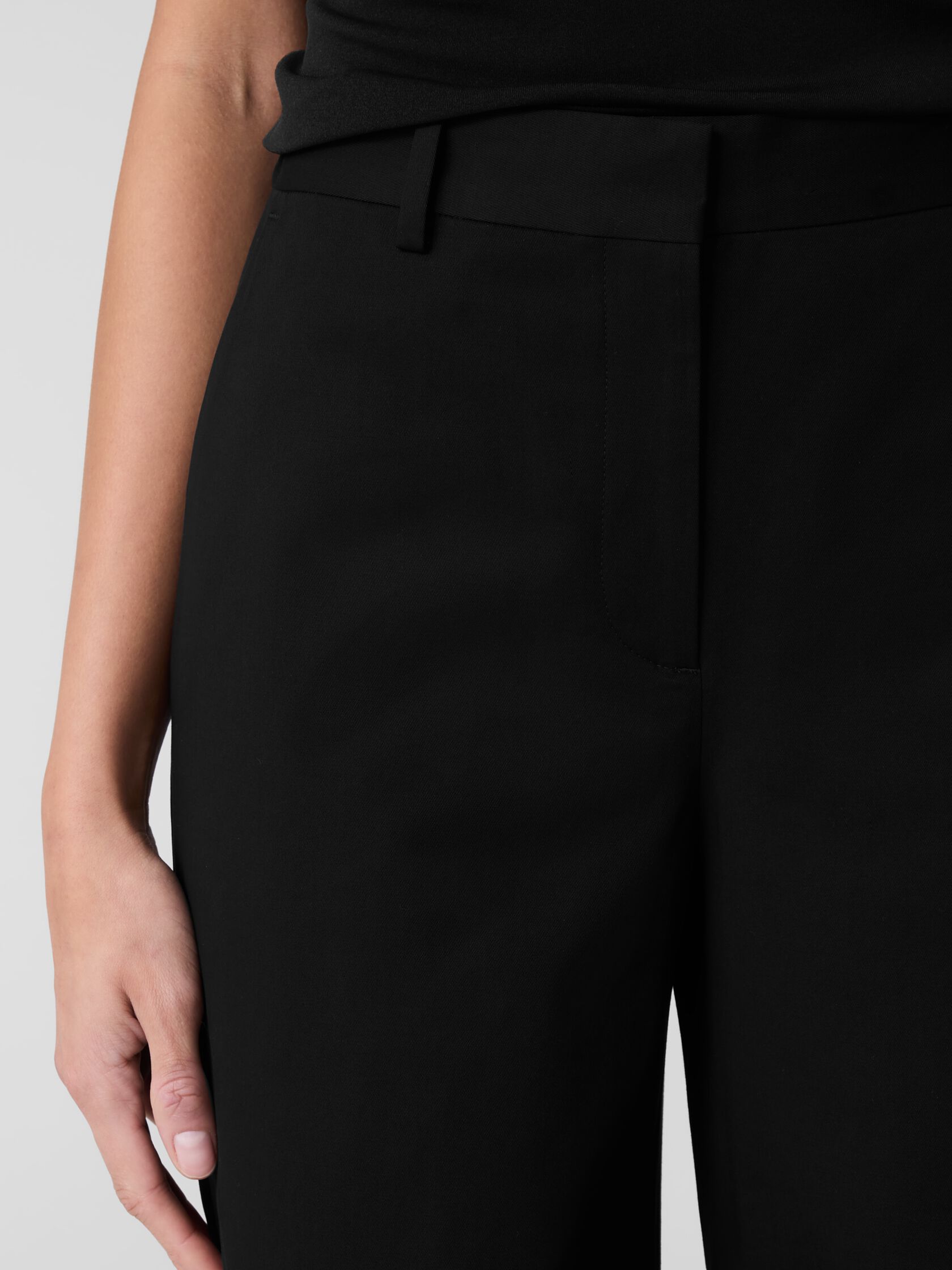 Stretch Cotton Twill Wide-Leg Trouser Pant