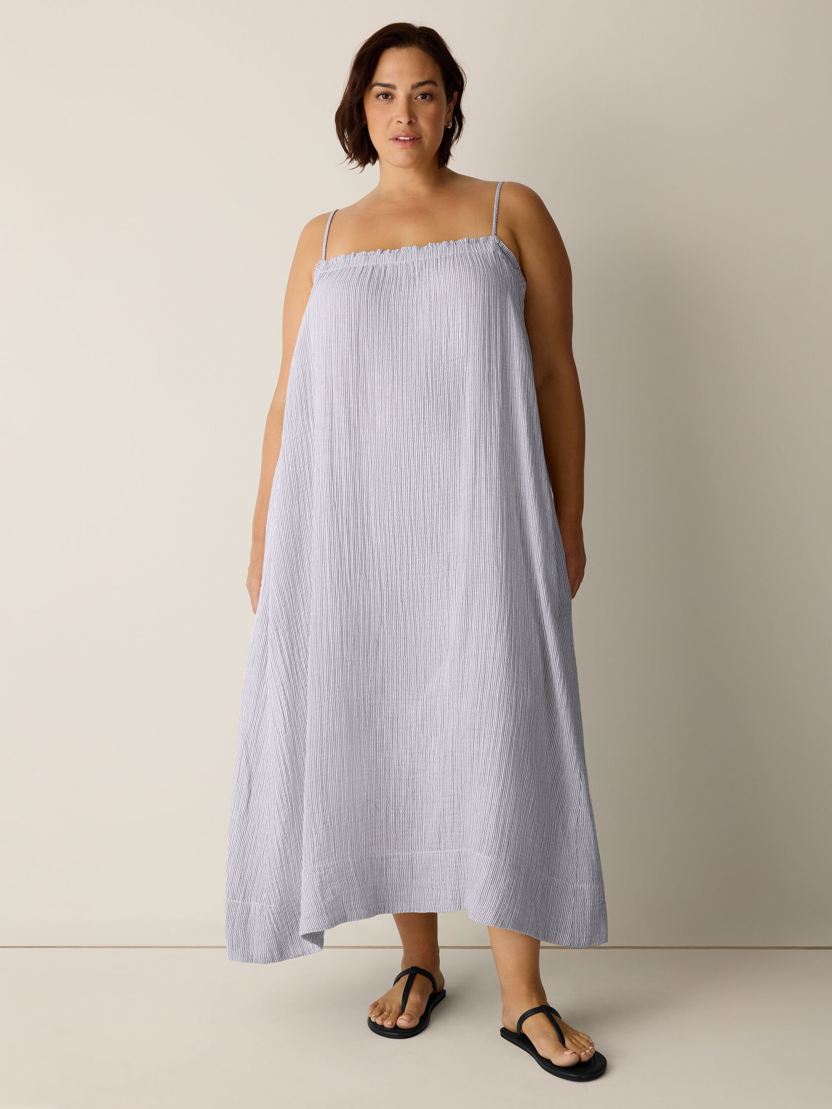 Striped Organic Cotton Gauze Cami Dress
