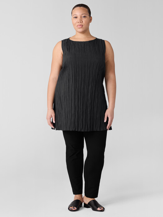 Crinkle Silk Habutai Bateau Neck Long Top
