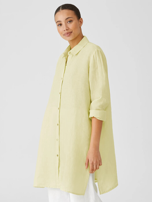 Garment-Dyed Organic Handkerchief Linen Long Shirt