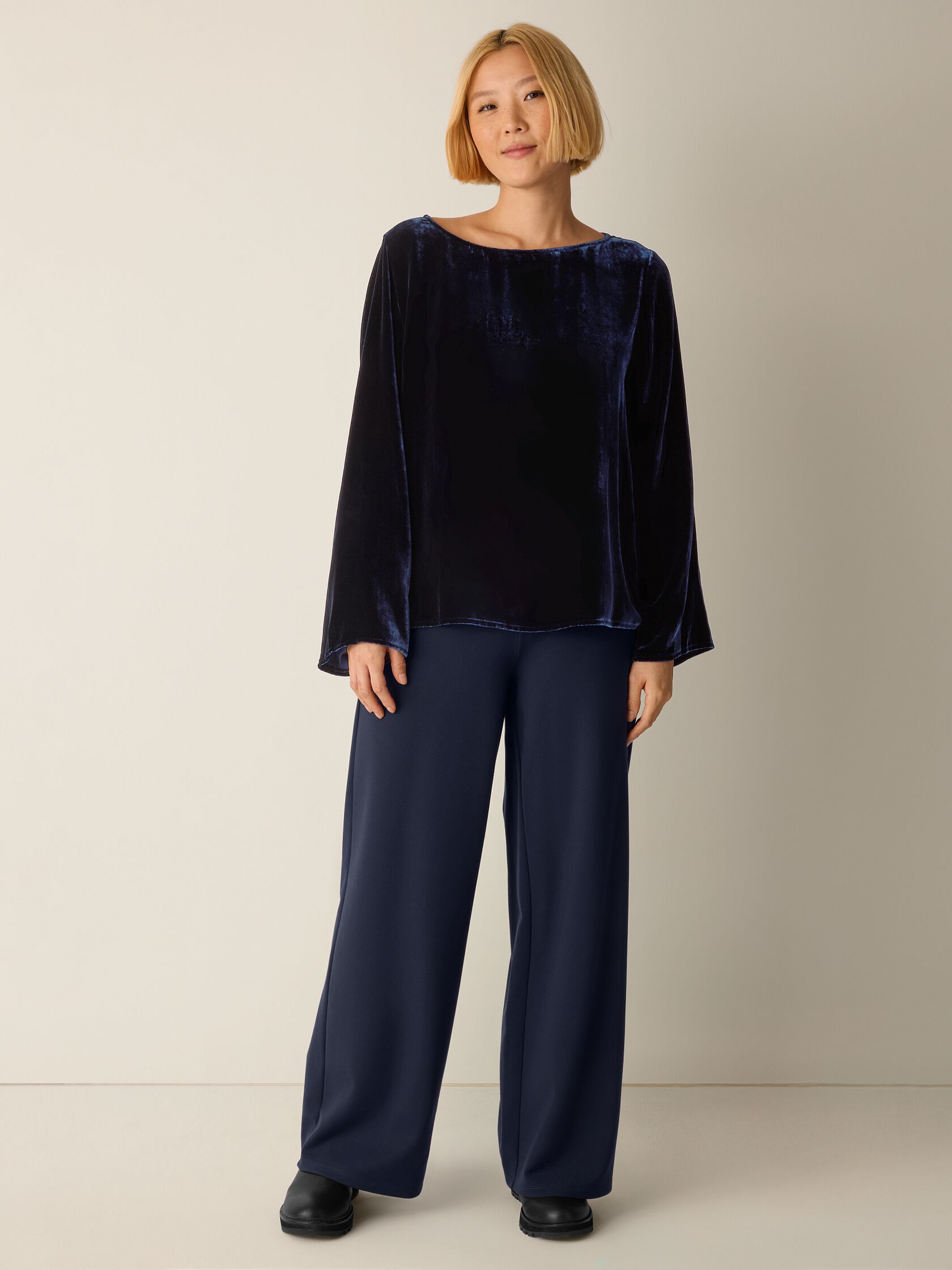 Washable Flex Ponte High Waisted Wide-Leg Pant