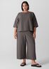 Cotton Blend Stripe Stitch Wide-Leg Pant
