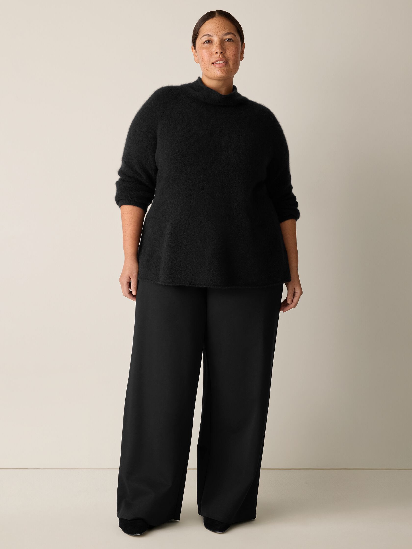 Washable Flex Ponte High Waisted Wide-Leg Pant